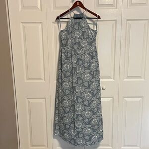 LOFT Outlet Teal-Gray Floral Paisley Maxi Dress